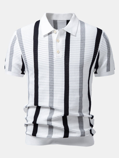 Stripe Textured Knit Polo