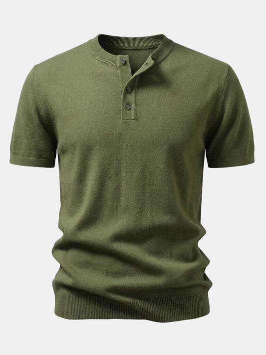 Short Sleeve Knit Henley Shirt