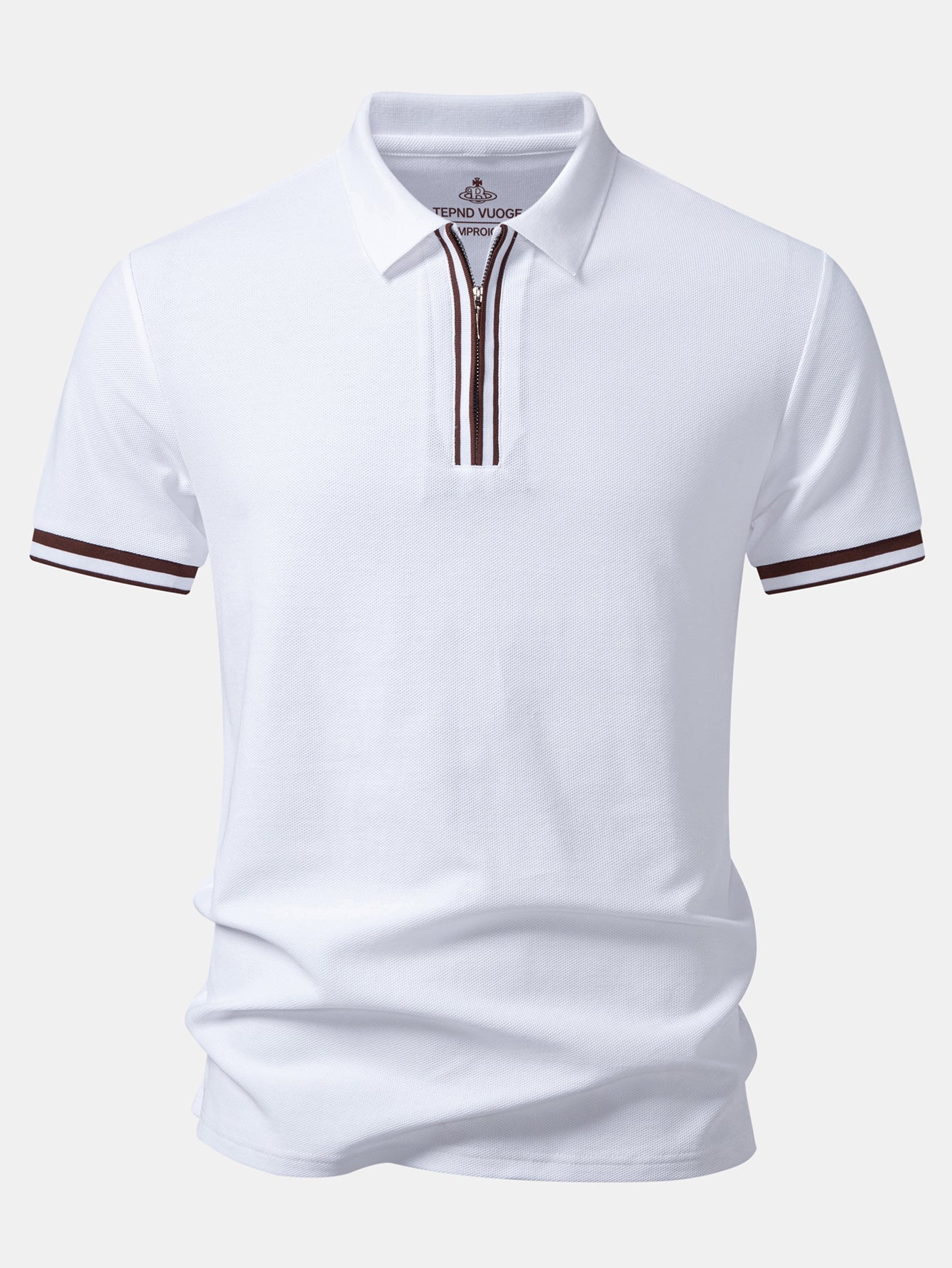 Contrast Trim Zipper Polo