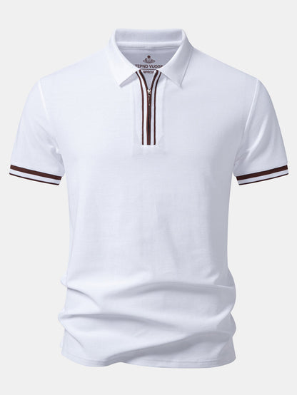Contrast Trim Zipper Polo