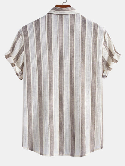 Textured Striped Button Up Shirt