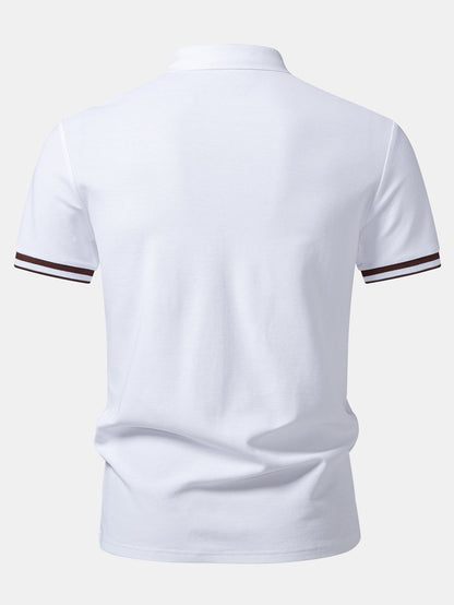 Contrast Trim Zipper Polo