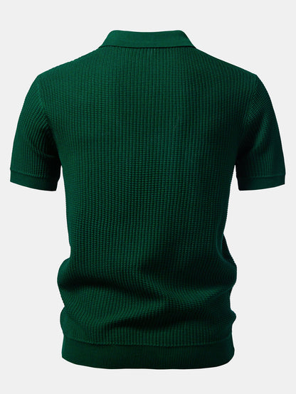 Stripe Johnny Collar Knit Polo