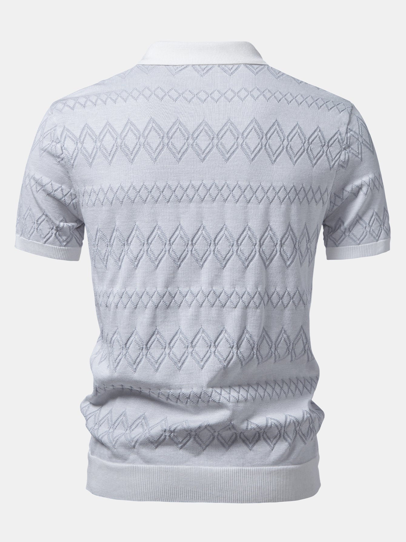 Geometric Jacquard Johnny Collar Polo