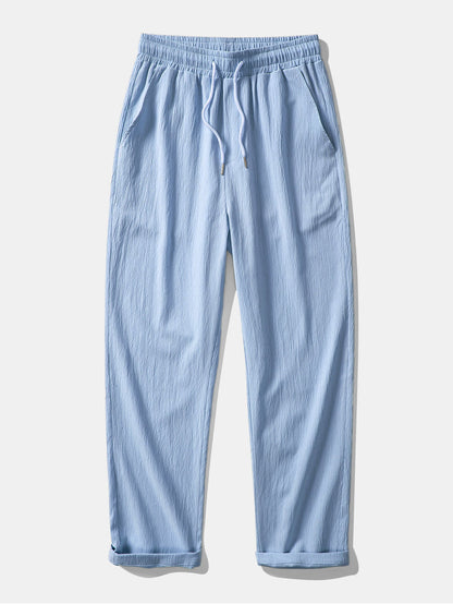 Crinkle Textured Straight Leg Pants