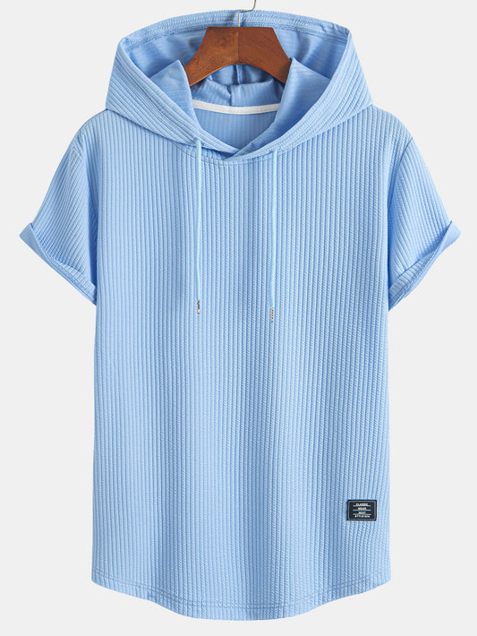 Ribbed Hooded  Arc Hem T-Shirt