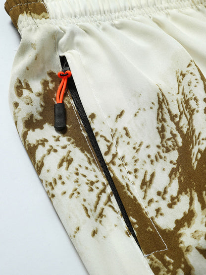 Ink Print Zipper Pocket Shorts