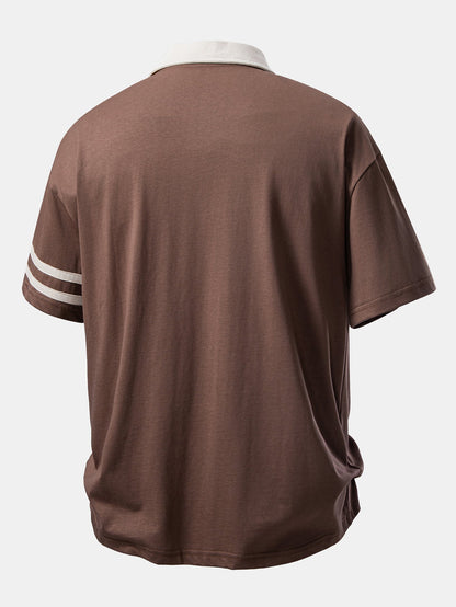 Relax Fit Vintage Car Print Contrast Collar Polo Shirt