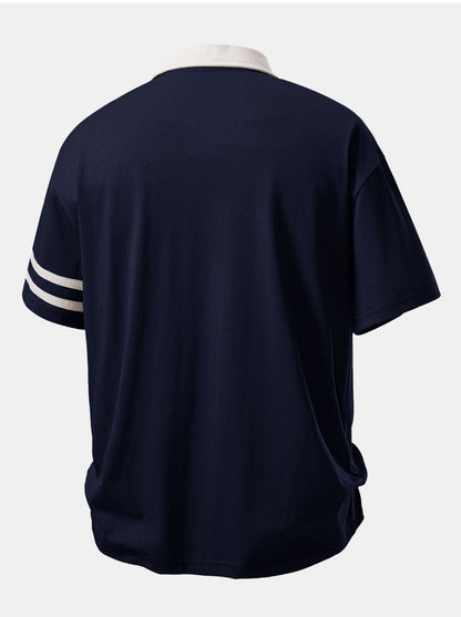 Relax Fit Milano Print Contrast Collar Polo Shirt