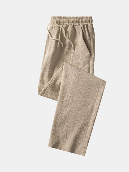 Crinkle Textured Straight Leg Pants