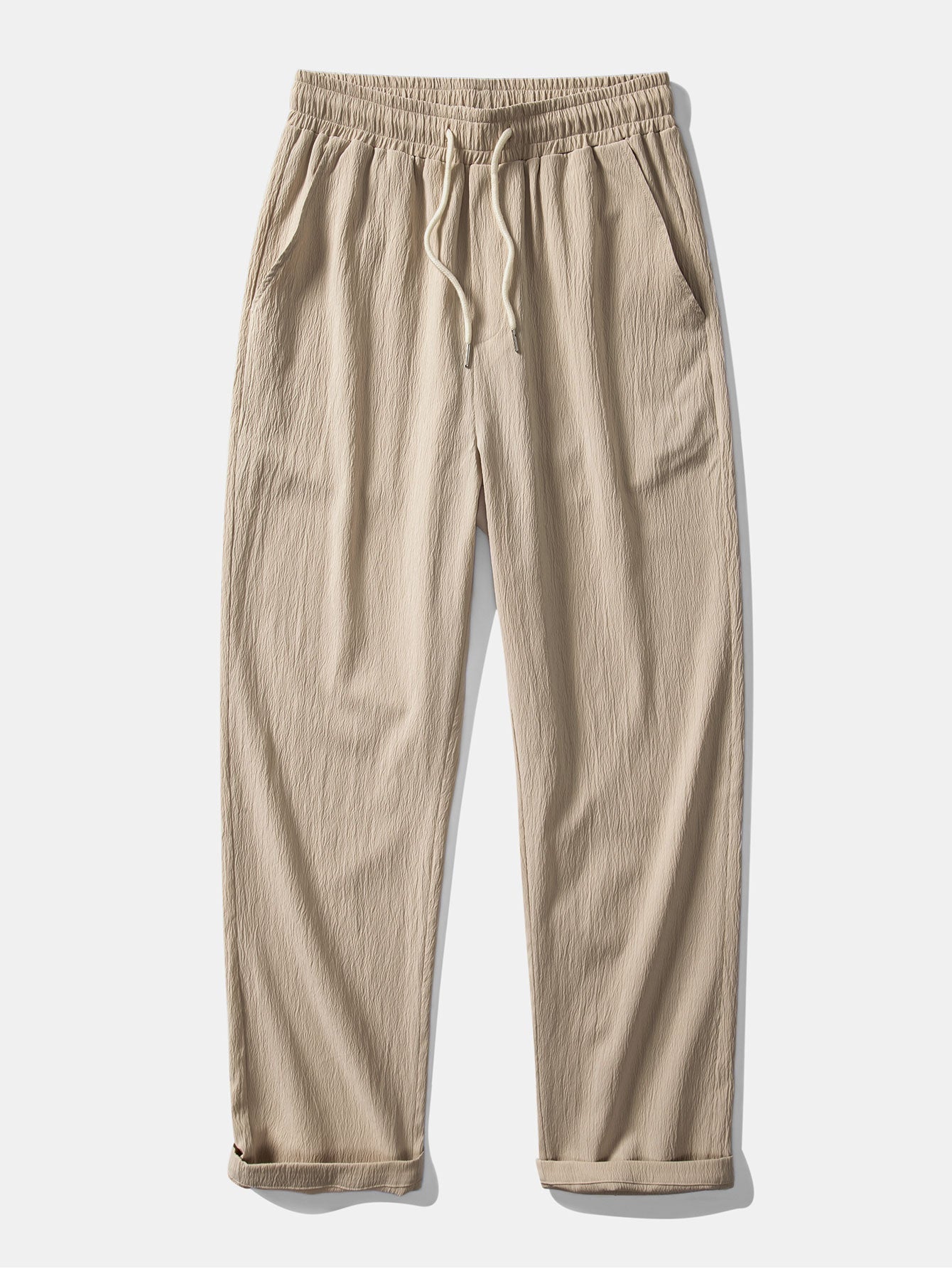 Crinkle Textured Straight Leg Pants