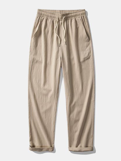 Crinkle Textured Straight Leg Pants