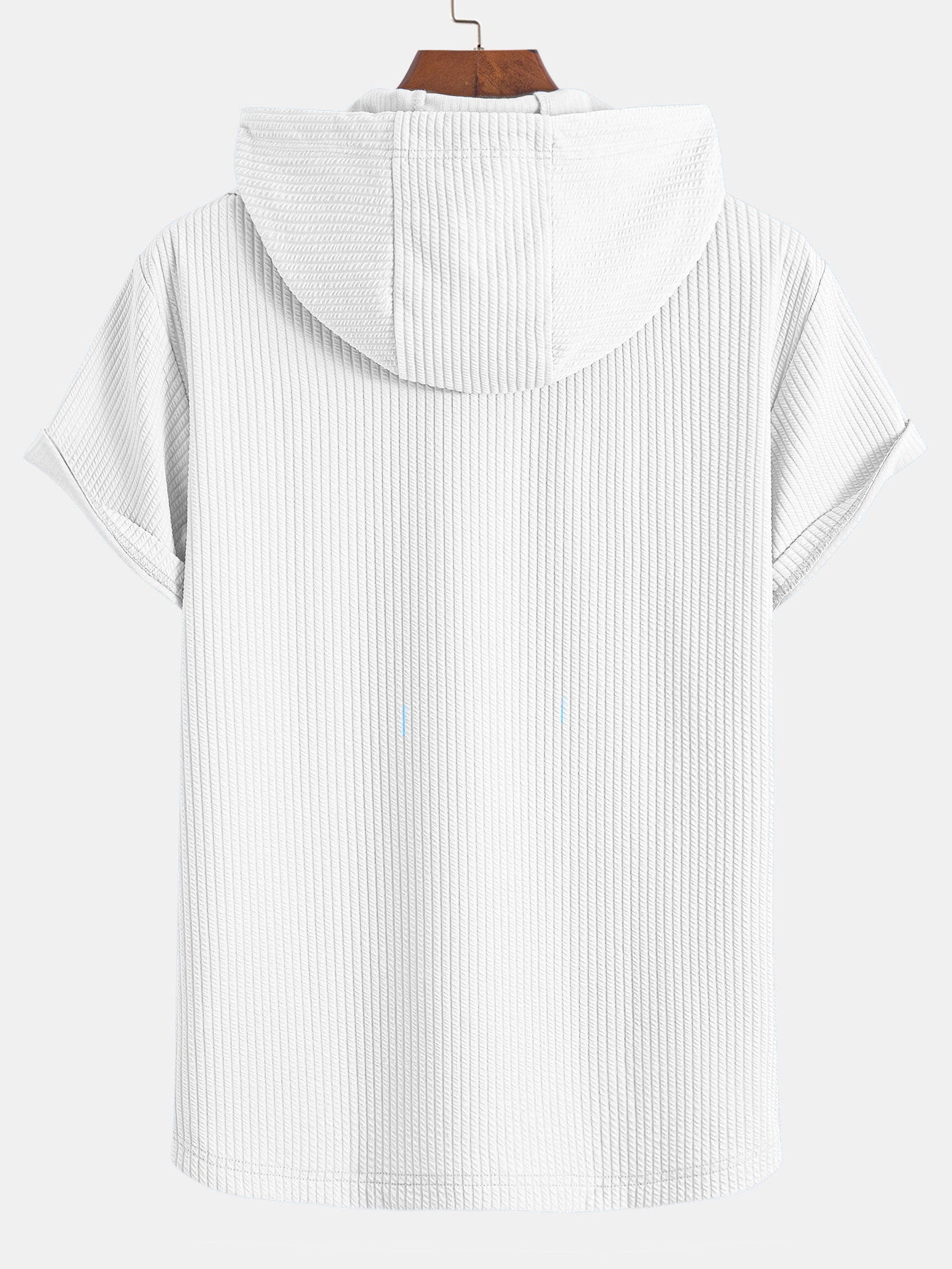Kangaroo Pocket Ribbed Hooded T-Shirt