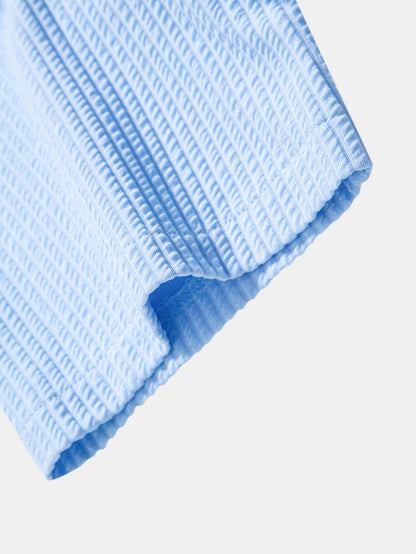 Muscle Fit Ribbed Button Up Shirt