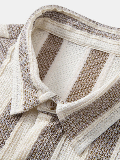Textured Striped Button Up Shirt