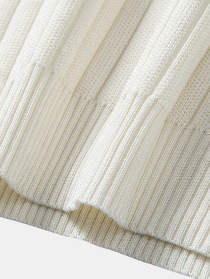 Ribbed Crew Neck Knit T-Shirt