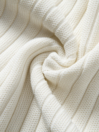 Ribbed Crew Neck Knit T-Shirt