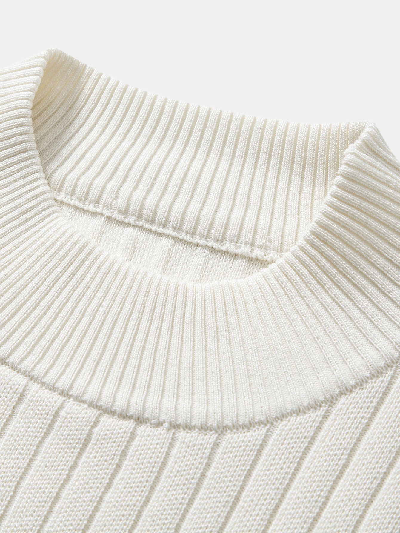 Ribbed Mock Neck Knit T-Shirt