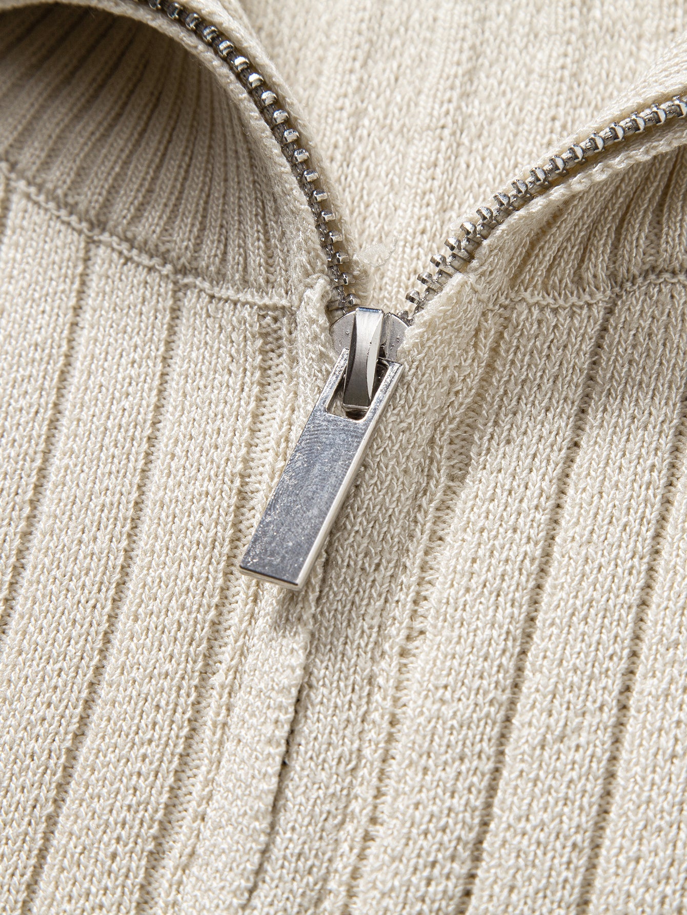 Ribbed Quarter Zip Knit Polo