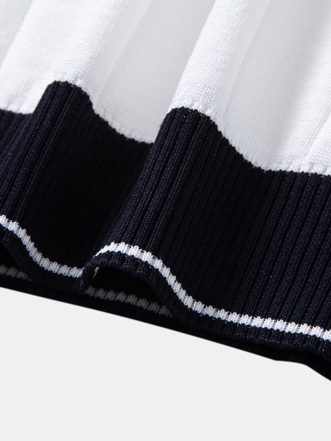 Contrast Trim Ribbed Johnny Collar Knit Polo