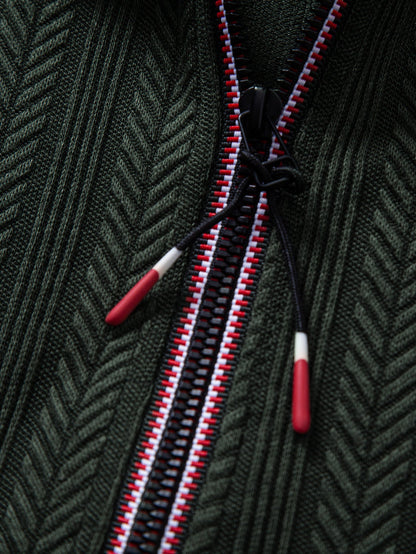 Textured Zipper Polo