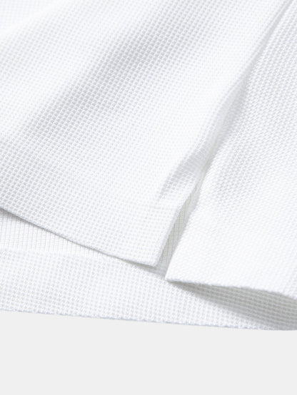 Contrast Trim Waffle Johnny Collar Polo