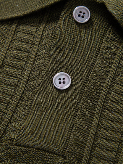 Geometric Jacquard Knit Polo