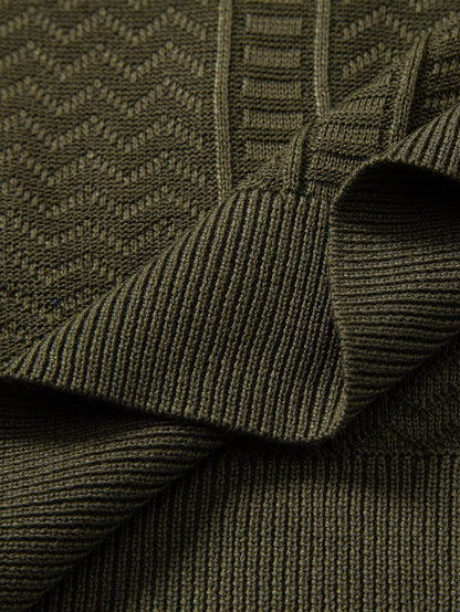 Geometric Jacquard Knit Polo