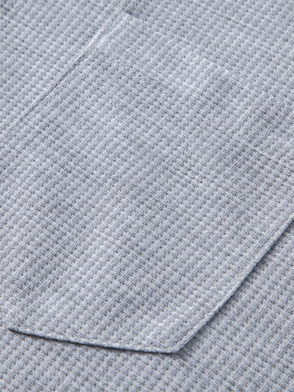 2 In 1 Button V-Neck Waffle T-Shirt With Pocket