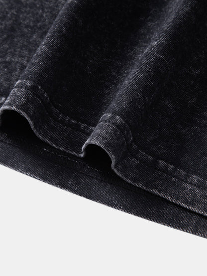 Basic Washed Distressed Drop Shoulder Oversize T-Shirt