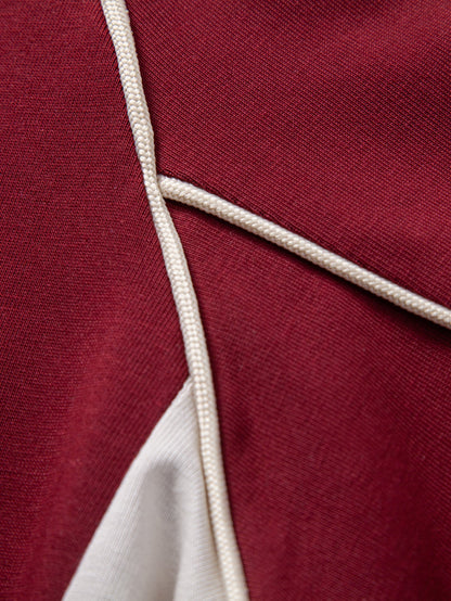 Contrast Piping V-Neck Raglan Sleeve T-Shirt