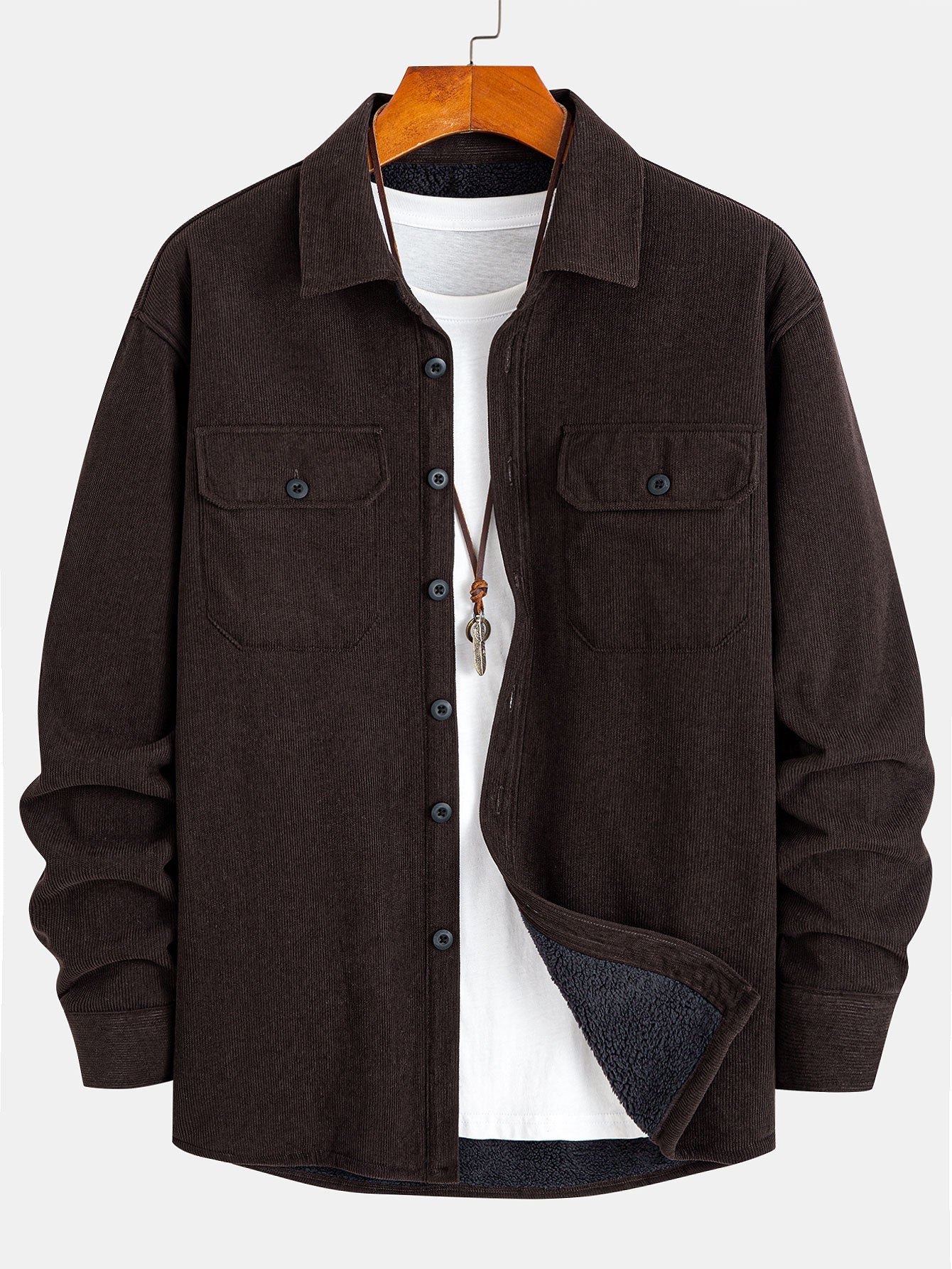 Teddy Lined Long Sleeve Corduroy Shirt