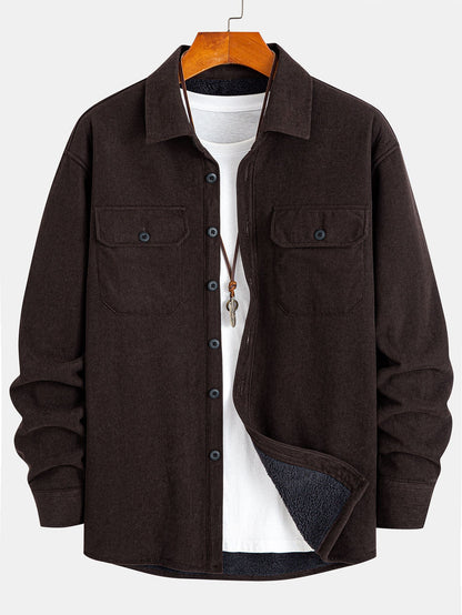 Teddy Lined Long Sleeve Corduroy Shirt