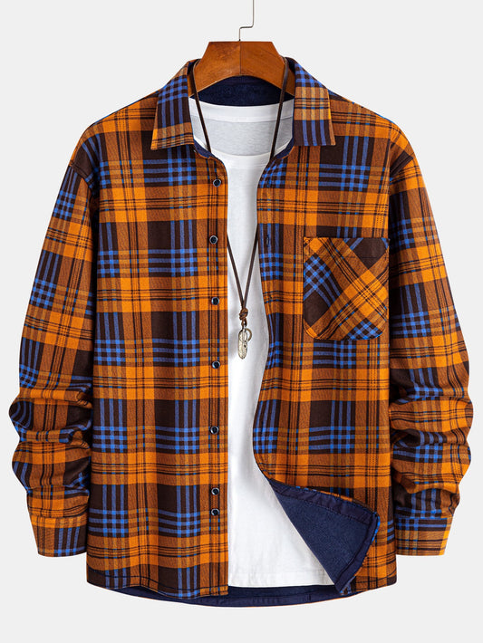 Flannel Fleece Lined Plaid Button Up Shirt