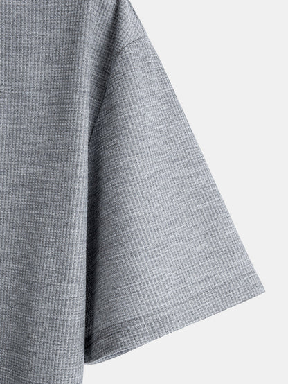 Relax Fit 2 In 1 Notched Collar Waffle T-Shirt