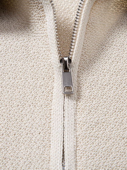 Contrast Zipper Knit Polo
