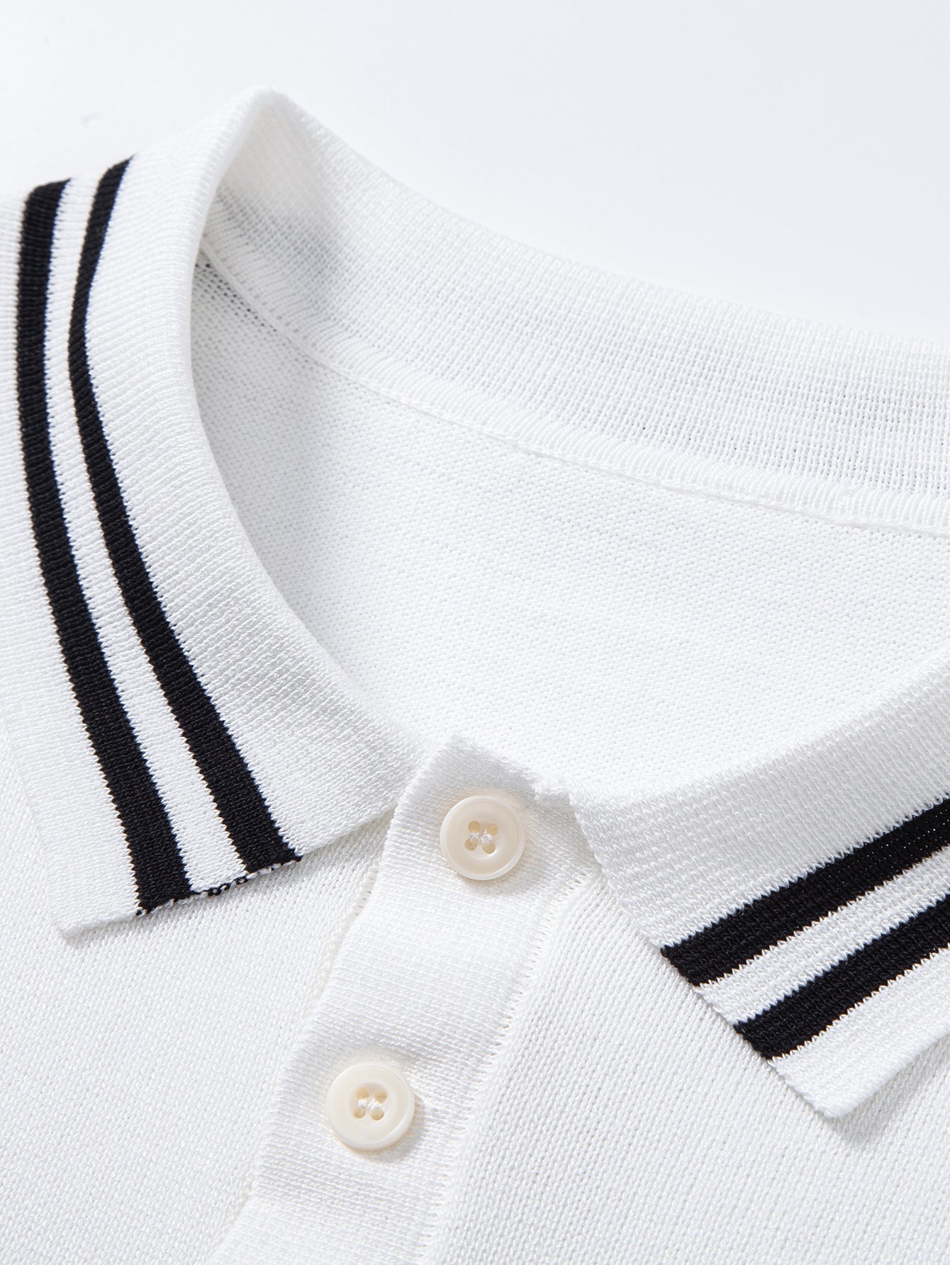 Contrast Trim Twisted Jacquard Knit Polo