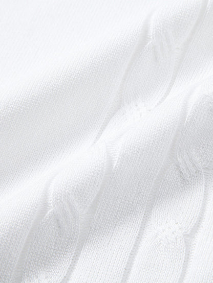 Contrast Trim Twisted Jacquard Knit Polo