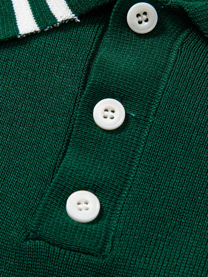 Contrast Trim Twisted Jacquard Knit Polo