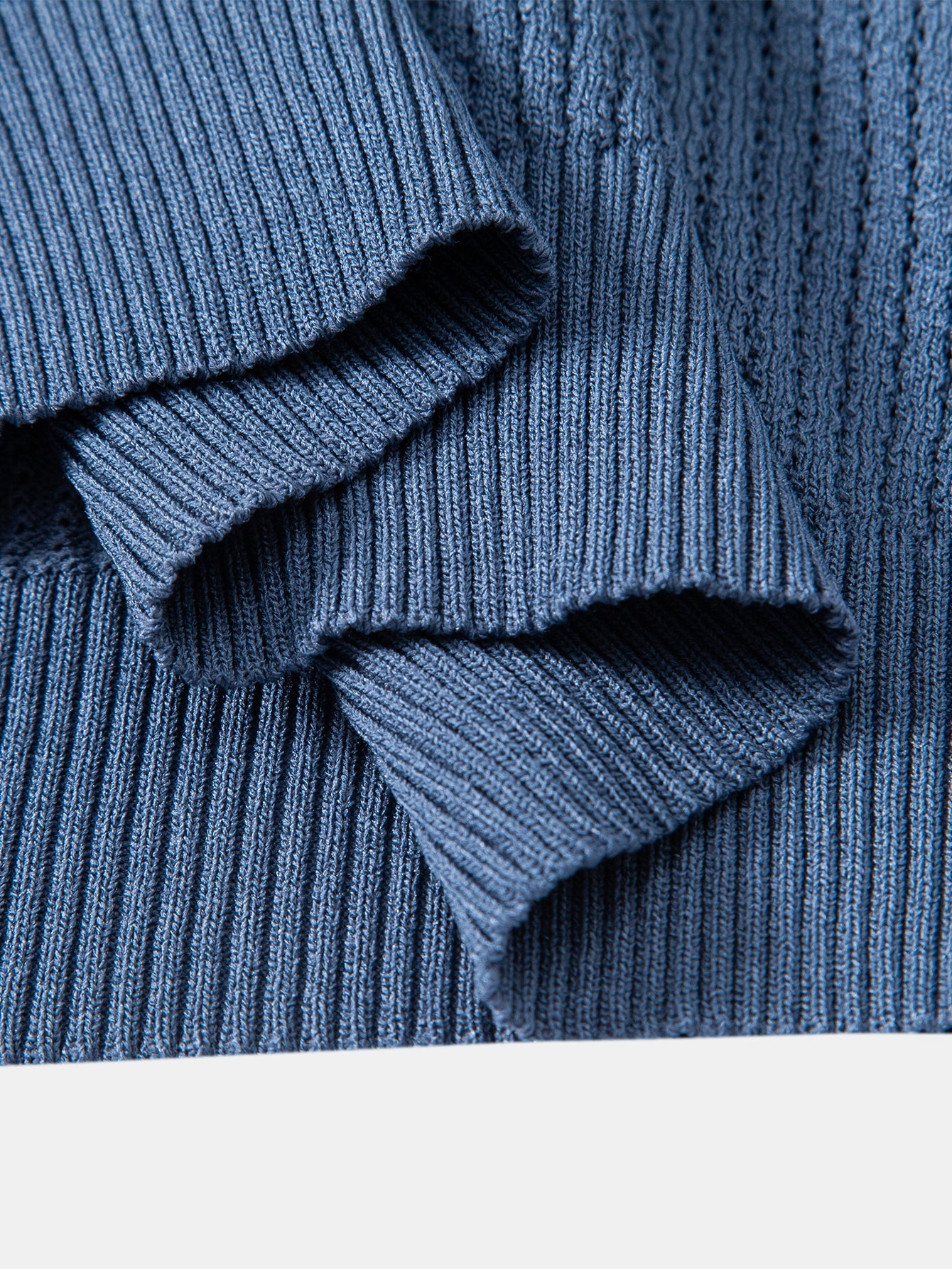 Textured Crochet Knitted Polo Shirt