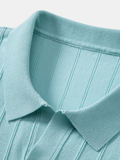 Stripe Johnny Collar Knit Polo