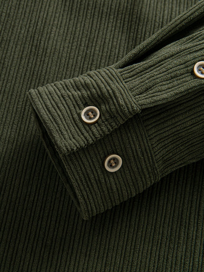 Long Sleeve Corduroy Pocket Button Up Shirt