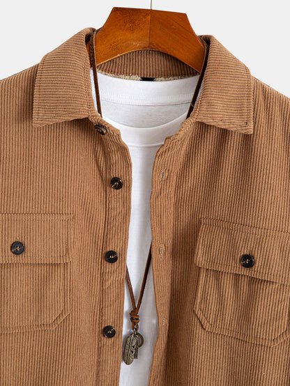 Teddy Lined Corduroy Button Up Overshirt