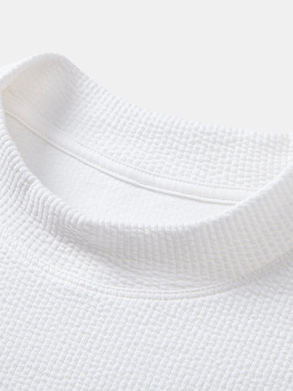Ribbed Mock Neck T-Shirt
