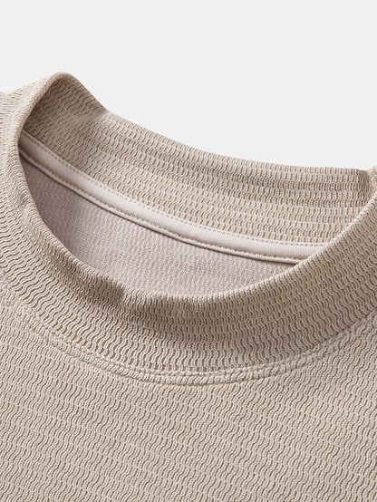 Textured Mock Neck T-Shirt