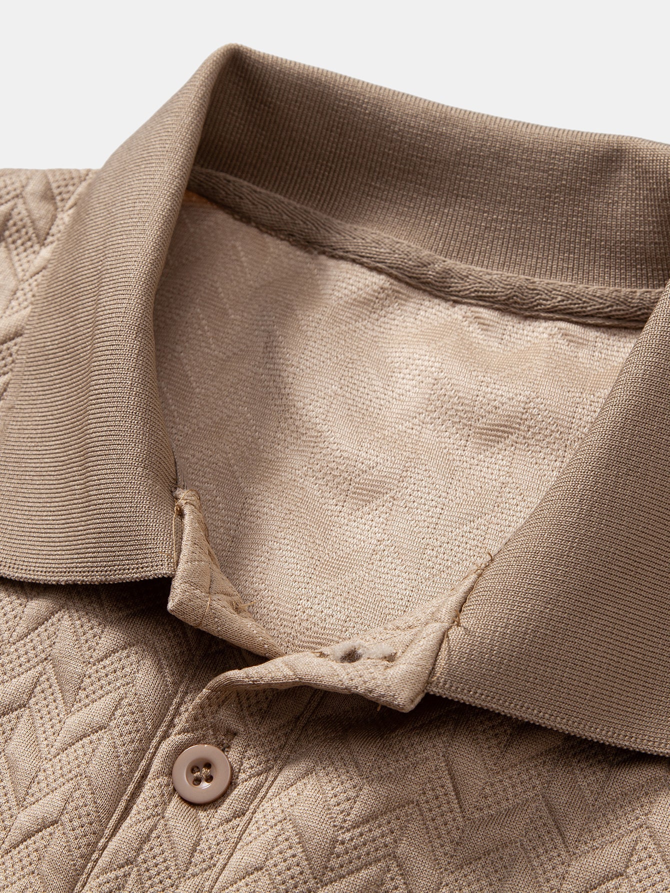 Long Sleeve Wave Jacquard Polo Shirt