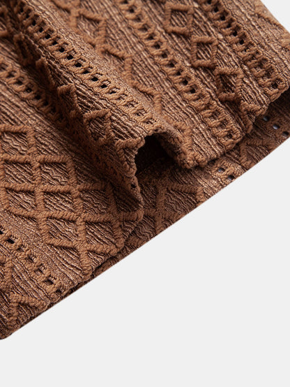 Geometry Rhombus Jacquard Button Up Shirt
