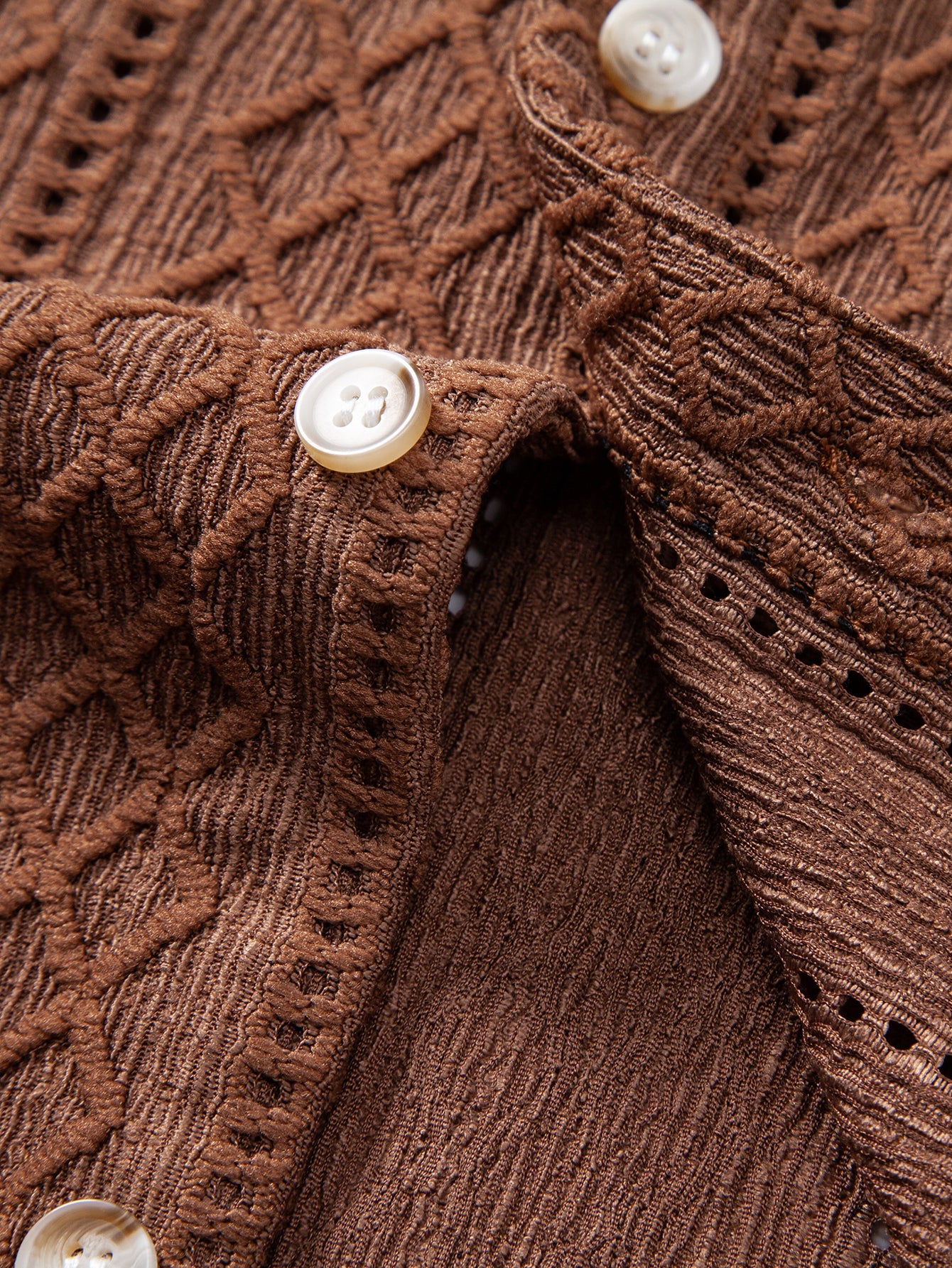 Geometry Rhombus Jacquard Button Up Shirt