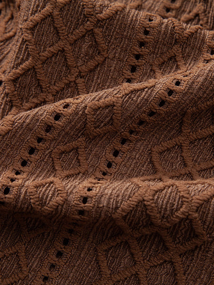 Geometry Rhombus Jacquard Button Up Shirt