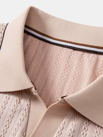 Contrast Trim Textured Knit Polo